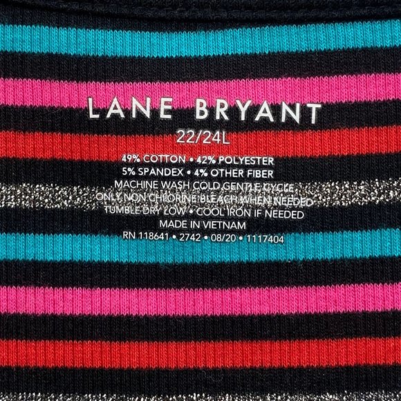 Lane Bryant Multicolored Striped V Neck Long Sleeve T-Shirt Top Size 22/24 - Picture 9 of 9